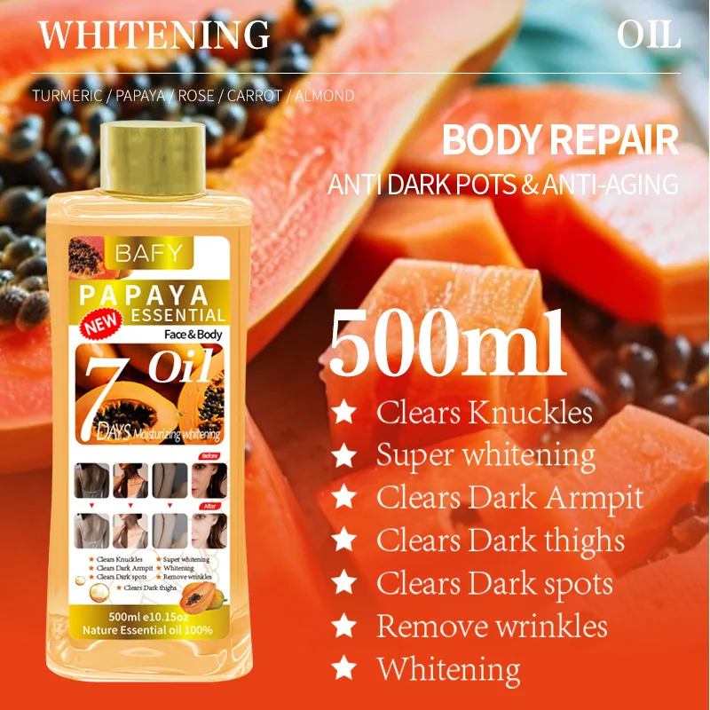 500 مللي/1000 مللي إصلاح وتفتيح 7 أيام، زيت أساسي لتدليك الجسم على الوجه مع 6 روائح مرطبة للعناية بالبشرة