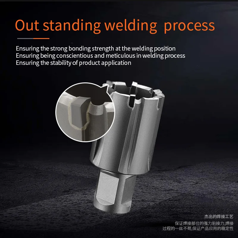 CHTOOLS Carbide Tipped Rail Cutter with 19.05/19.00mm Weldon Shank Diameter 13.5-38mm × Depth 25mm TCT Core Drill Bit