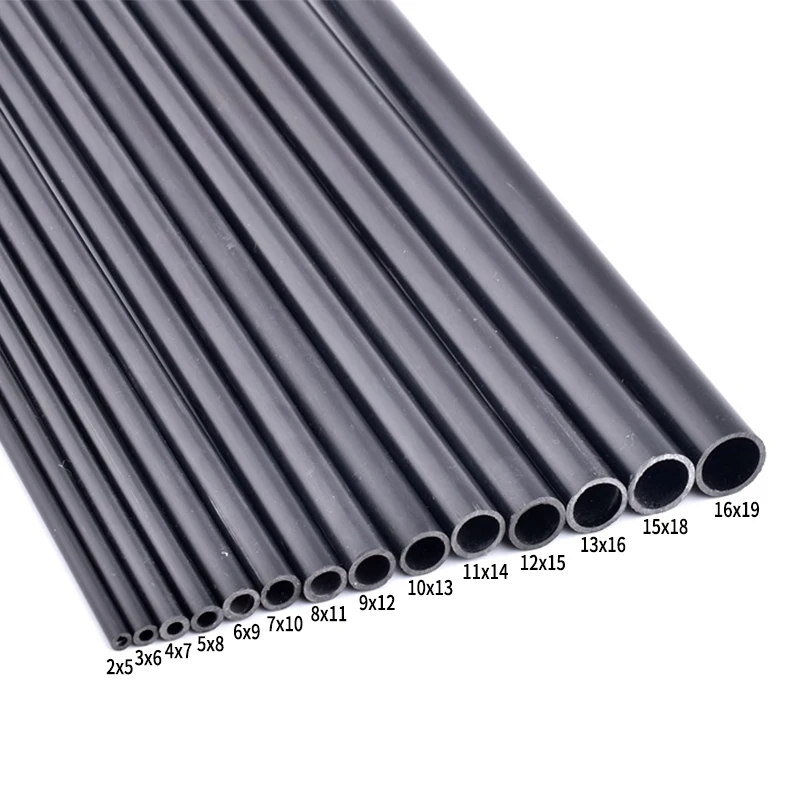 2 szt. Czarny PVC akcesoria do fajka wodna do nawadniania domu O.D5 ~ 16mm akwarium sztywna rurka O długości 48 ~ 50cm