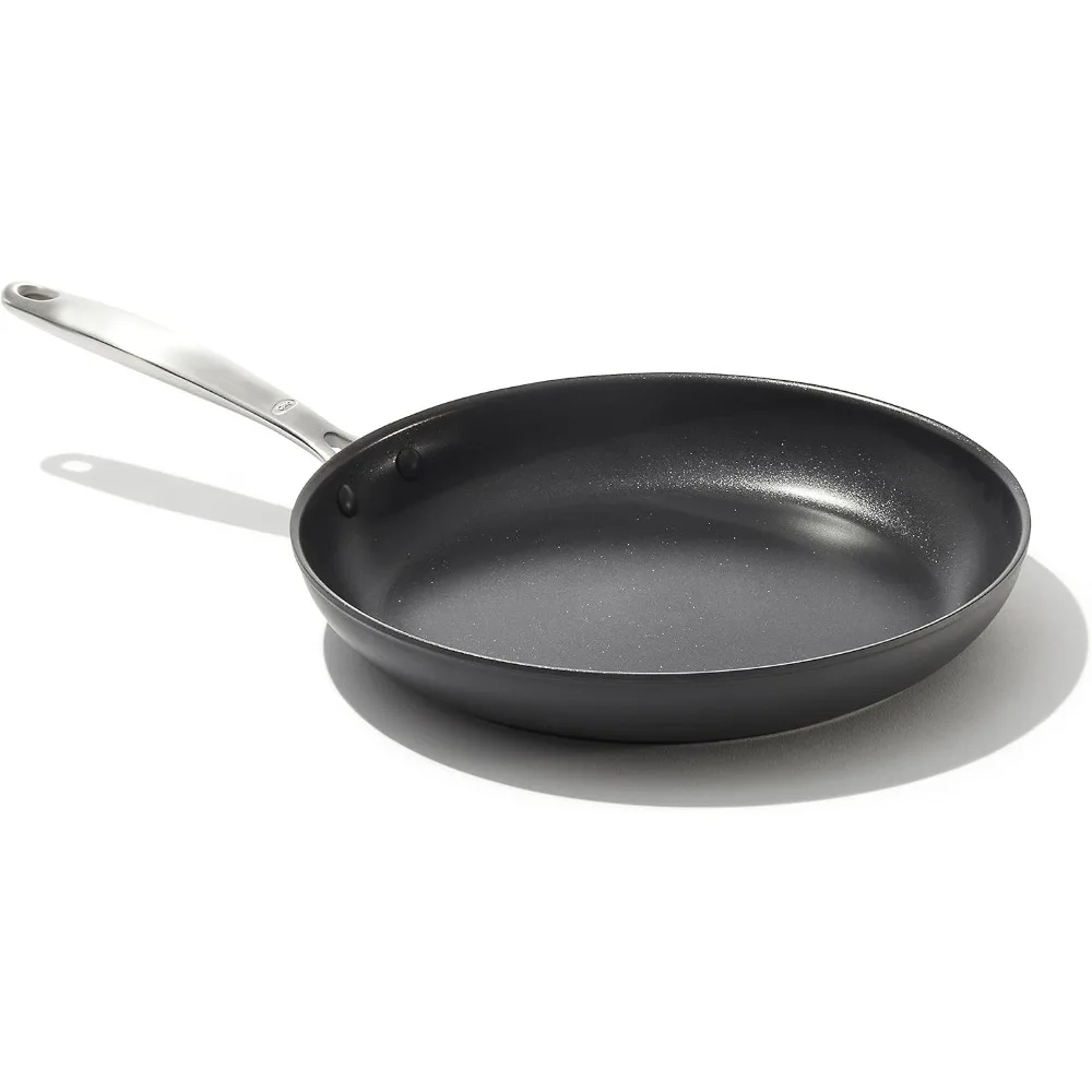 

12” Nonstick Frying Pan Skillet, Enhanced PFAS-Free Ceramic Nonstick, Durable Hard Anodized Cookware, Scratch Resistant, Good G
