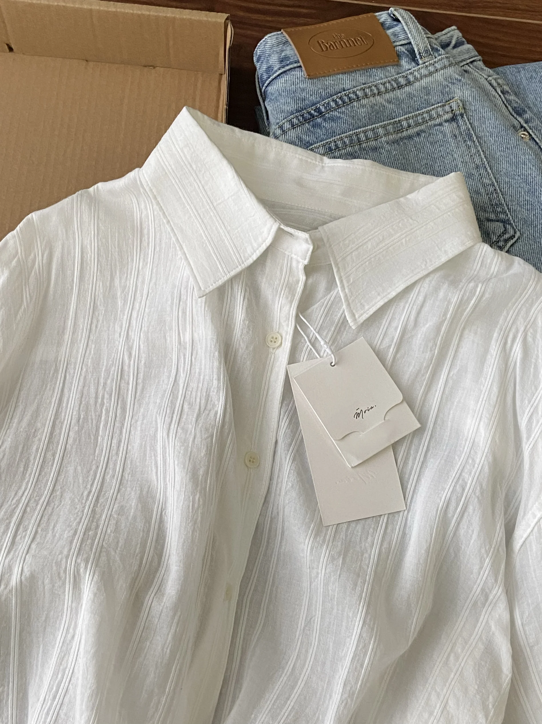 de Barnnet Simple Koreaanse Sle White irt Loose Fit Spring Commute Sle Cotton Long Sve-kraag Normale lengte