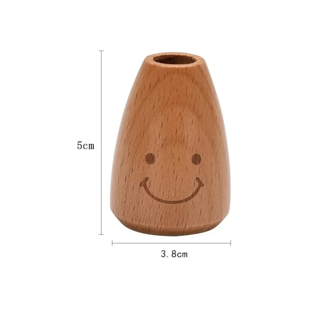 2027 1PC Mini Smiley Face Wooden Toothpick Holder, Portable Household Toothpick Dispenser for Home Kitchen