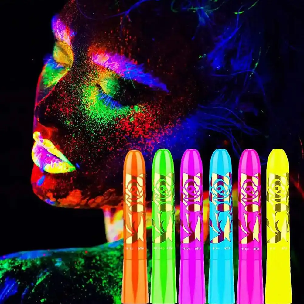 Face Paint Glow Crayon Water Soluble Uv Luminous Body Festive Paint Makeup Party Pigment Painting Halloween R4a5