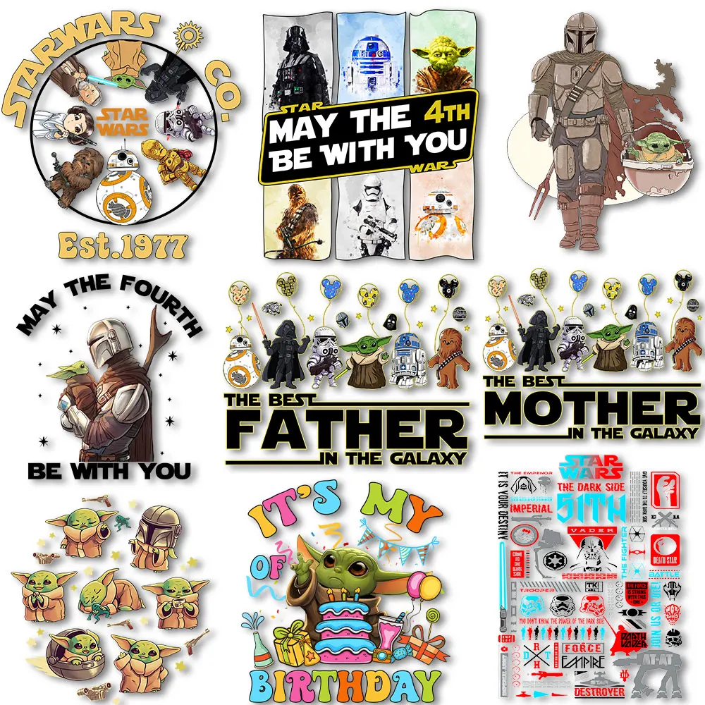 May The Forth Be With You Star Iron on Decals Heat Wars Transfer Stickers Thermal Press Prints