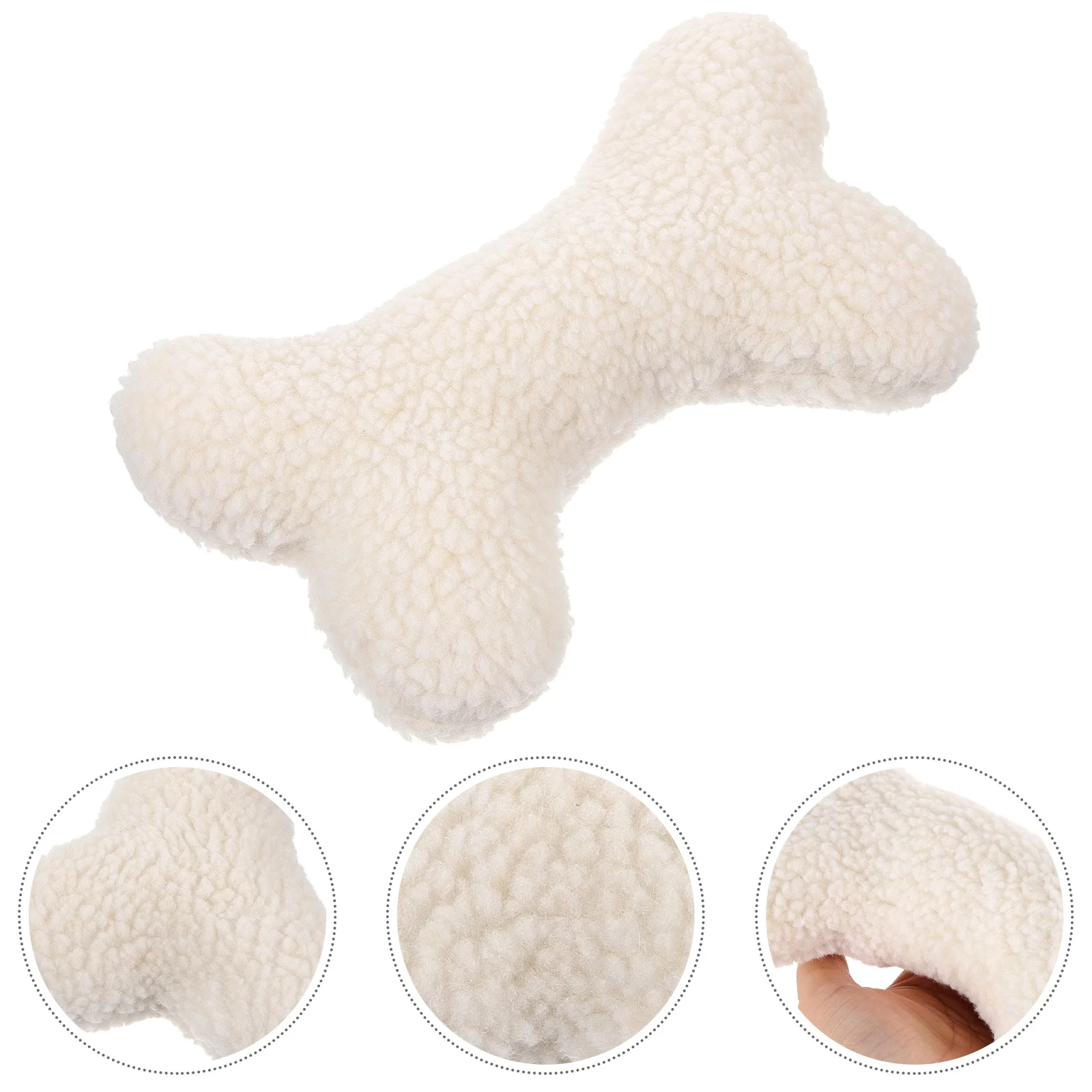 Plush Figure Toys Wool Velvet Bone Dog Puppy Squeaky for Large Dogs Pet Small Interactive Beige Travel