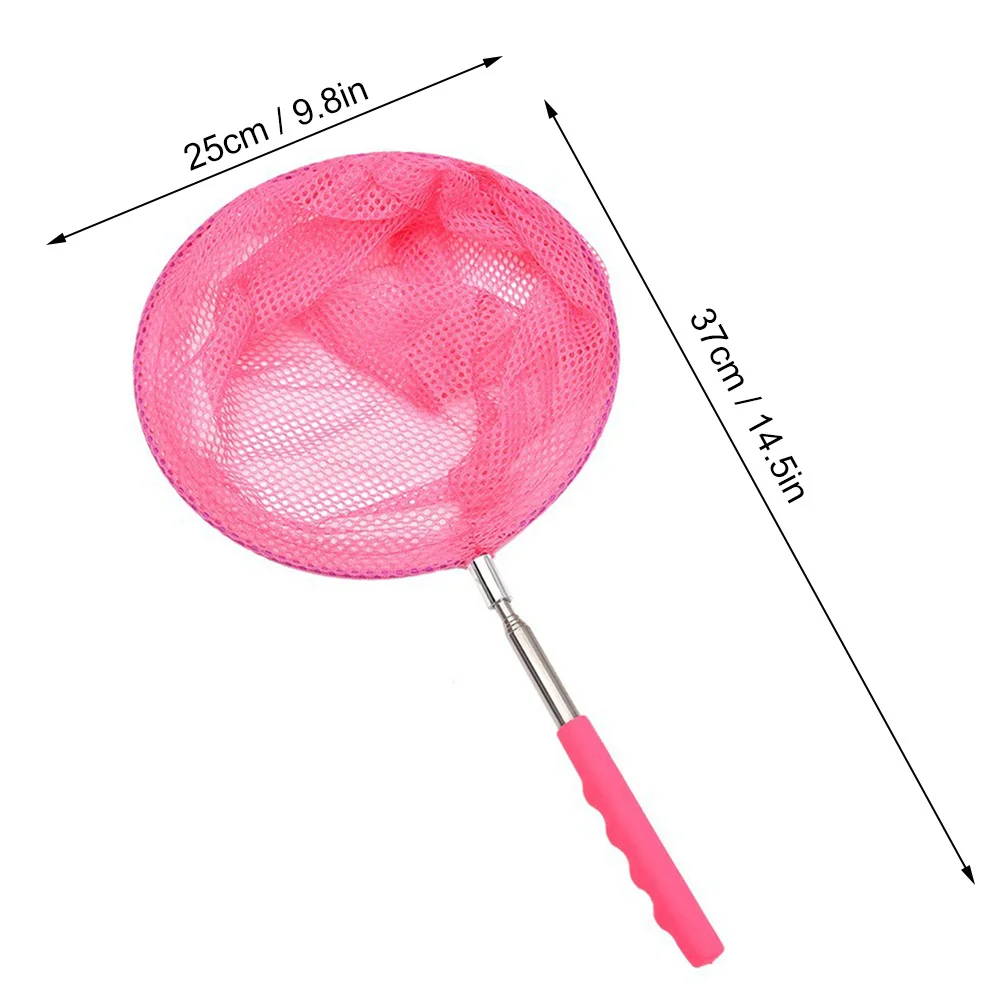 3 pçs rede de captura de peixes crianças alça telescópica rede de pesca de aço inoxidável malha fina dobrável rosa verde azul redes para crianças