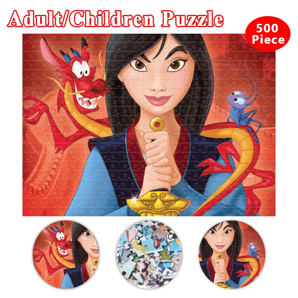 Disney Lernspielzeug für Kinder, Mulan 35/300/500/1000 Teile, Puzzles für Erwachsene, Disney Holzpuzzles, Spielzeug