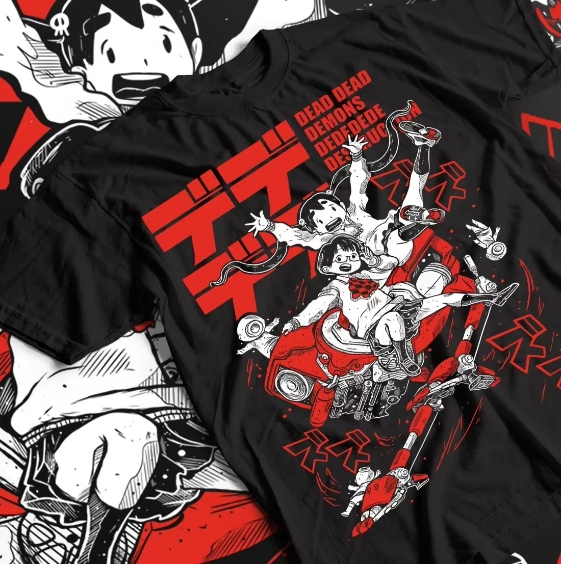 2025 قصيرة الأكمام أنيمي مانغا الميت الميت الشياطين تي شيرت ، إنيو أسانو المحملة ، للجنسين القطن قميص أنيمي المشجعين فضفاض ملابس علوية من القطن تيز