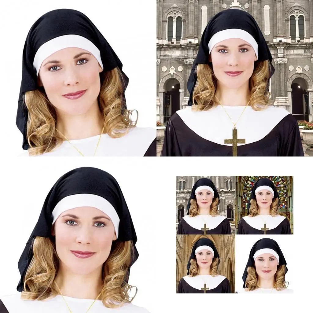 

39BD Nun Hat Nun Headpiece Nun Headband Caps Nun Headpiece Cosplay Halloween Costume