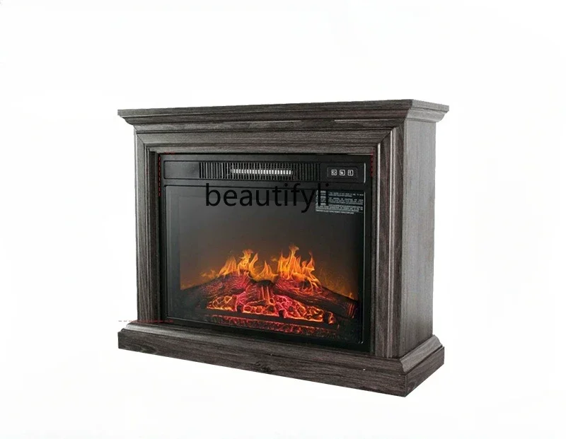 

American retro entrance fireplace decorative cabinet living room simulation flame atomization fireplace rack heating furnace