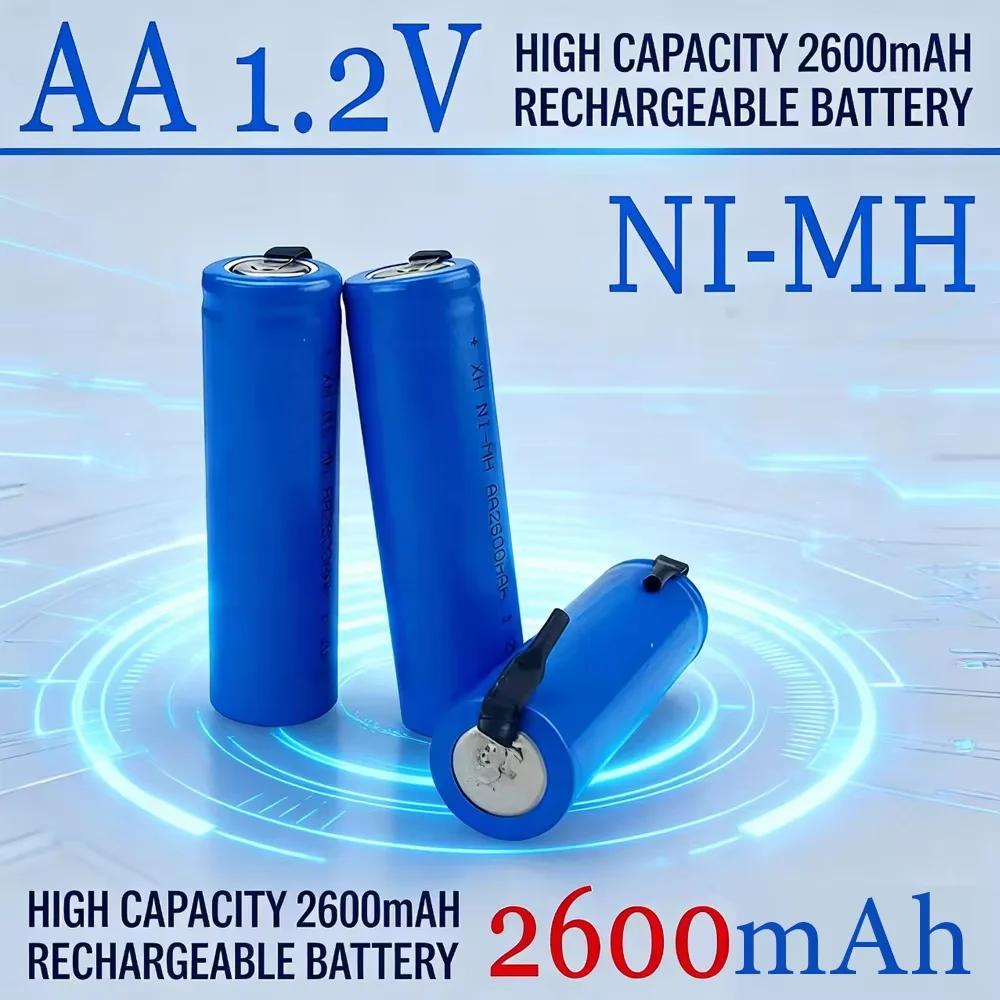 

AA Original Rechargeable Battery 1.2V 2600mah AA NiMH Battery with Solder Pins for DIY Electric Razor toothbrush Toys