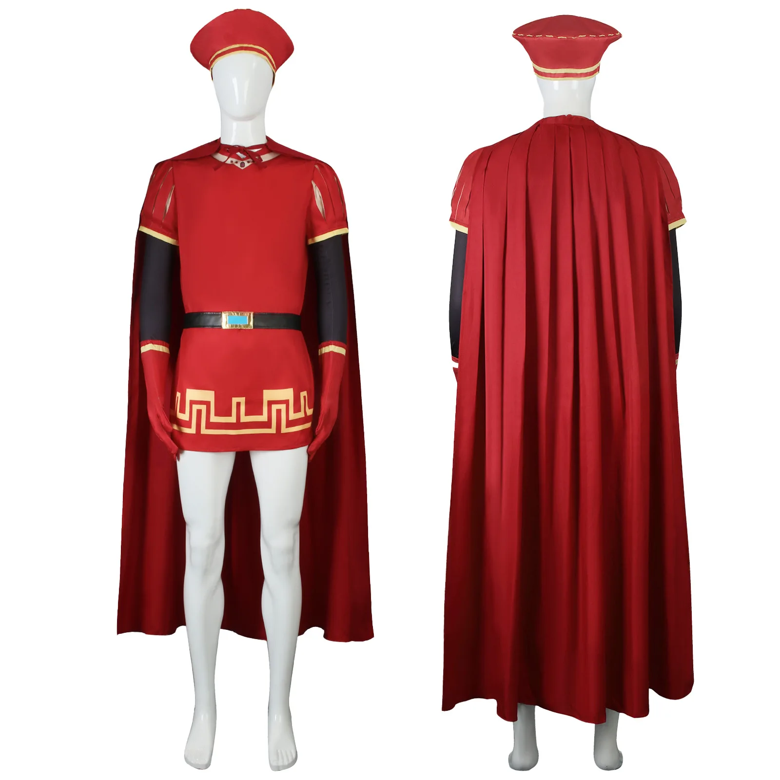 Anime Shrek Lord Farquaad Cosplay Kostium Czerwony Uniform Płaszcz Kapelusz Garnitury Dzieci Dorośli Mężczyźni Halloween Karnawał Impreza Odgrywanie