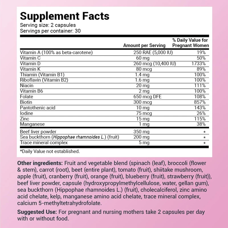 女性用天然出生前ビタミン,60カプセル,ビタミン,ミネラル,11種類のスーパーフード