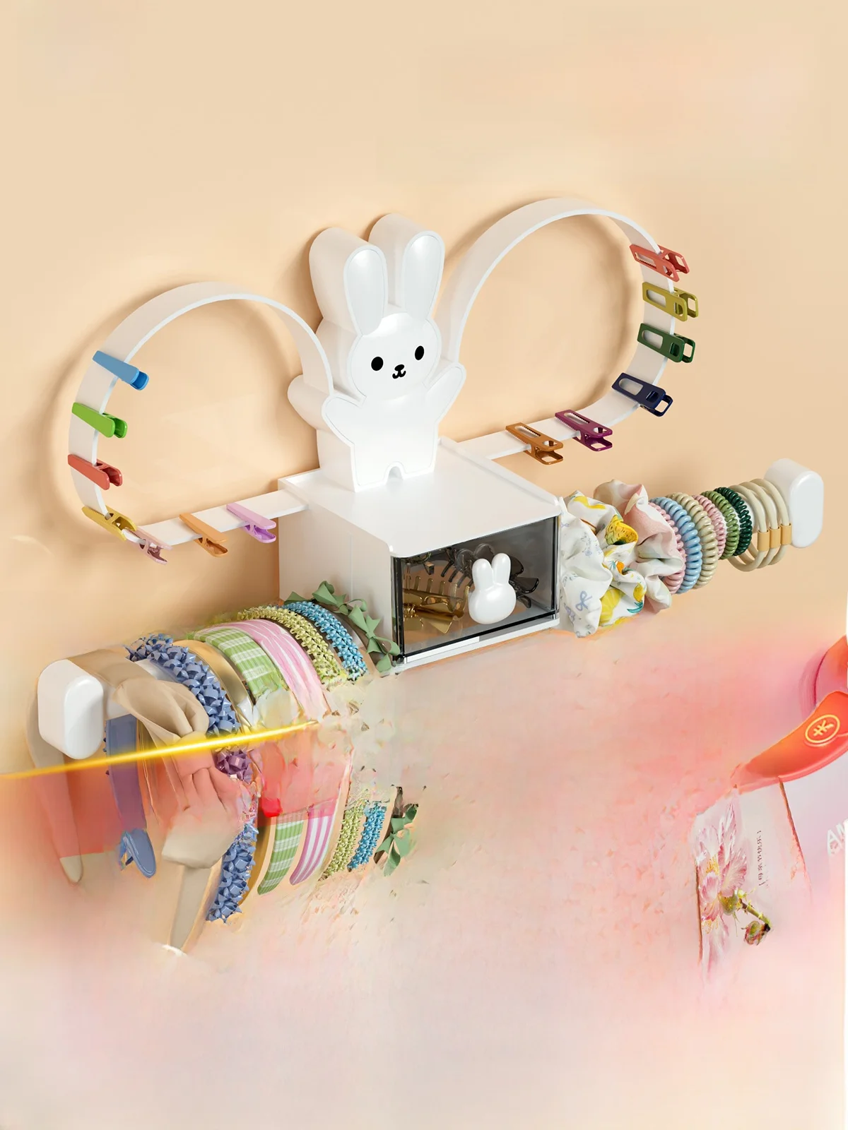 

Wall-Mounted Hair Accories Organizer Box Display elf for Children Hair Ba Clips Bows Knots Cute Cartoon Plastic Storage