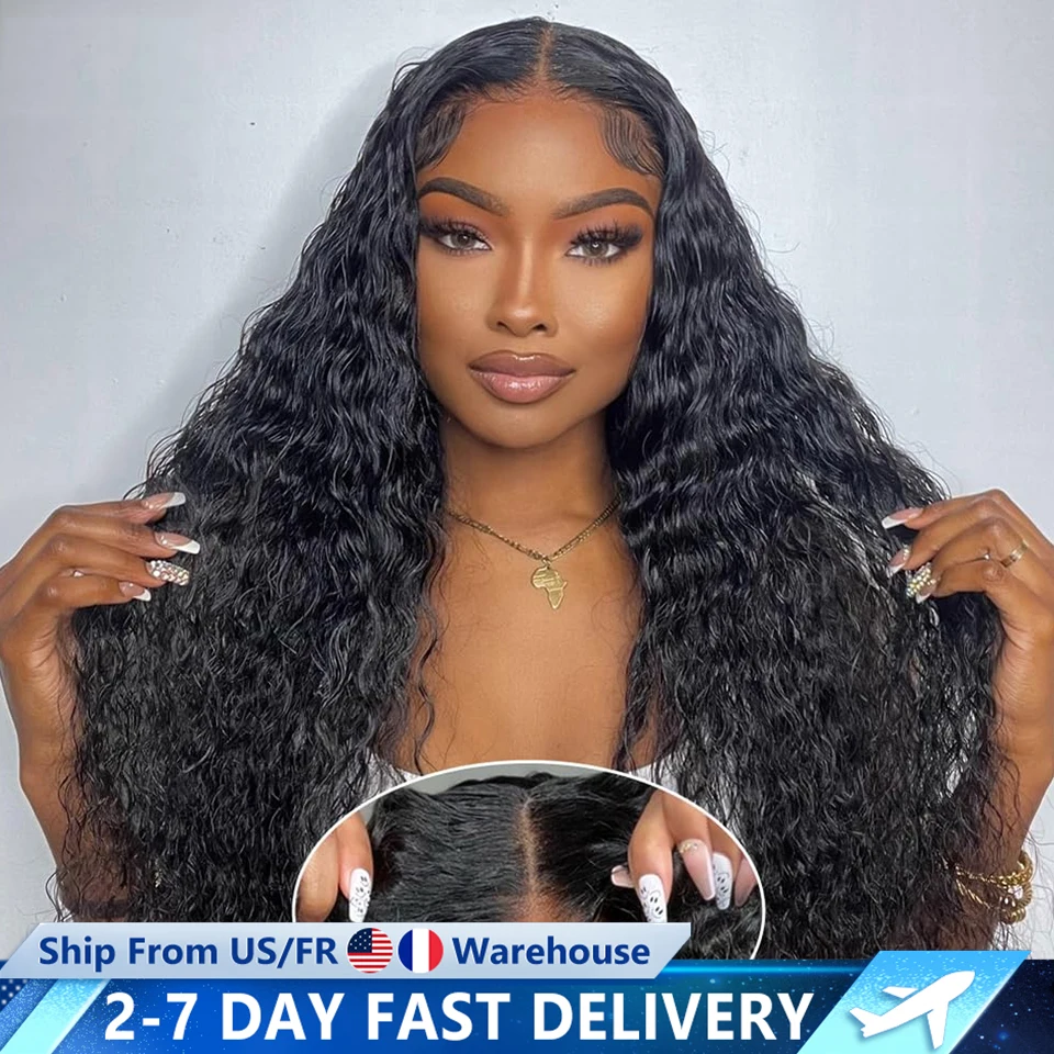 Pampering 200% High Density  Deep Wave 36 38  Inch 13x4  HD Lace Frontal Human Hair Wig Brazilian Curly Wigs For Women