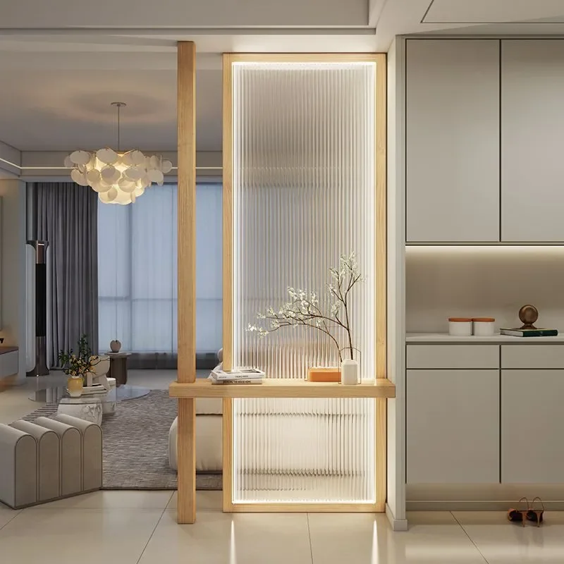 Japanese Style Solid Wood Glass Screen Room Divider for Living Room Entrance Porch Modern Simple Partition for Small