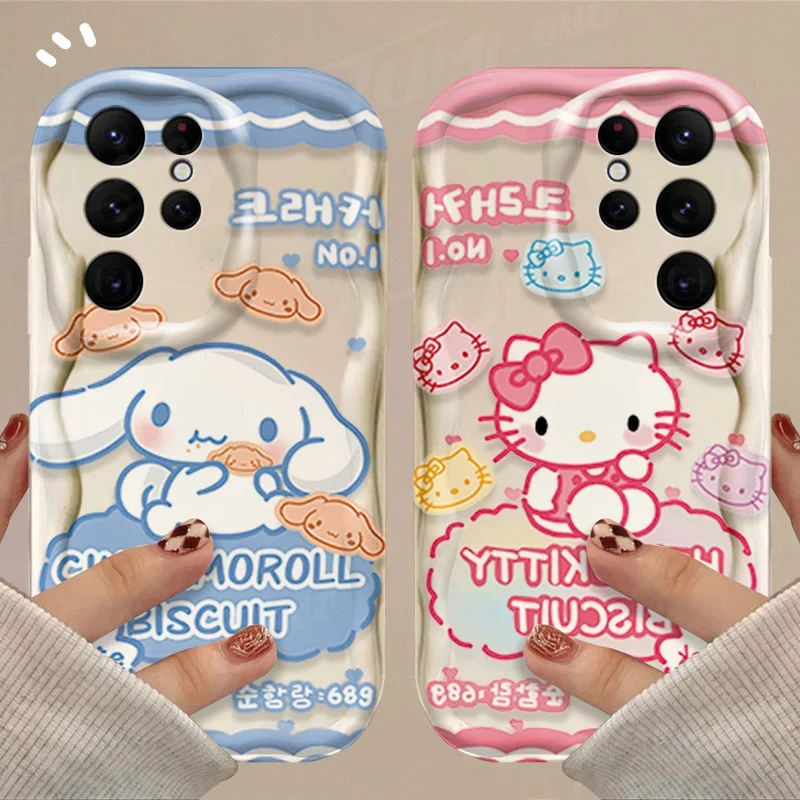 Sanrio Cinnamoroll Rabbit 3D Wave Case For Samsung Galaxy A54 A34 A24 A14 A13 A53 A33 A73 A23 A52 A52S A32 A22 A12 A51 A71 Cover