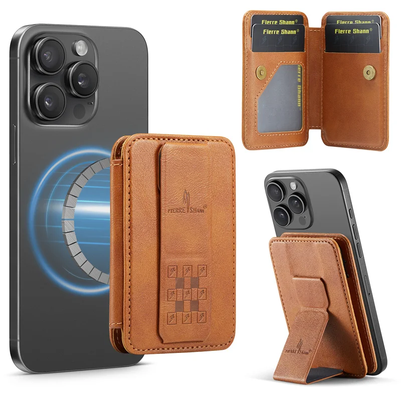 محفظة حقيبة جلدية PU فاخرة من EUCAGR حافظات بطاقات مغناطيسية لجميع وظائف Magsafe من جلد البولي يوريثان للرجال والنساء غطاء حامل للبطاقات