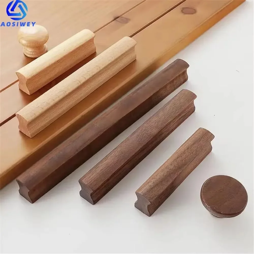 Walnut Wooden Furniture Handle Drawer Knobs Kitchen Cabinets Pulls Long Handles Cabinets and Drawers Dresser Knobs Wardrobe Pull