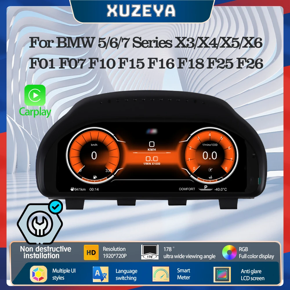 Car LCD Dashboard For BMW 5 Series /GT 6 Series 7 Series X3 X4 X5 X6 2009-2017 Carplay Cluster Virtual Cockpit Instrument Panel