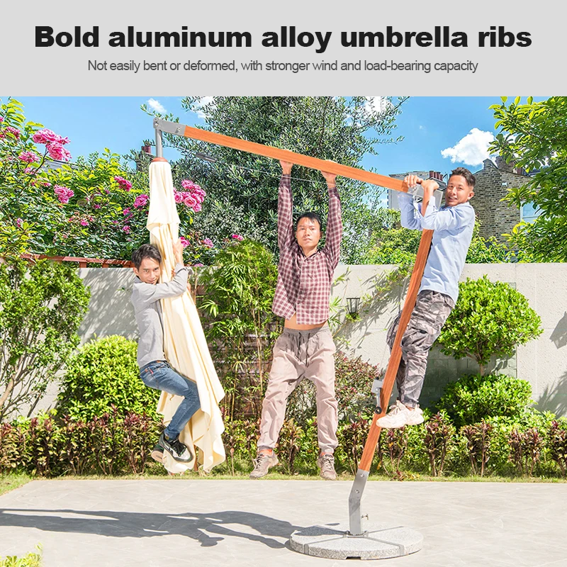 Large Aluminum LED Cantilever Patio Umbrella Waterproof  Protection Outdoor Parasol For Garden Yard Restaurant Hotel Beach Pool
