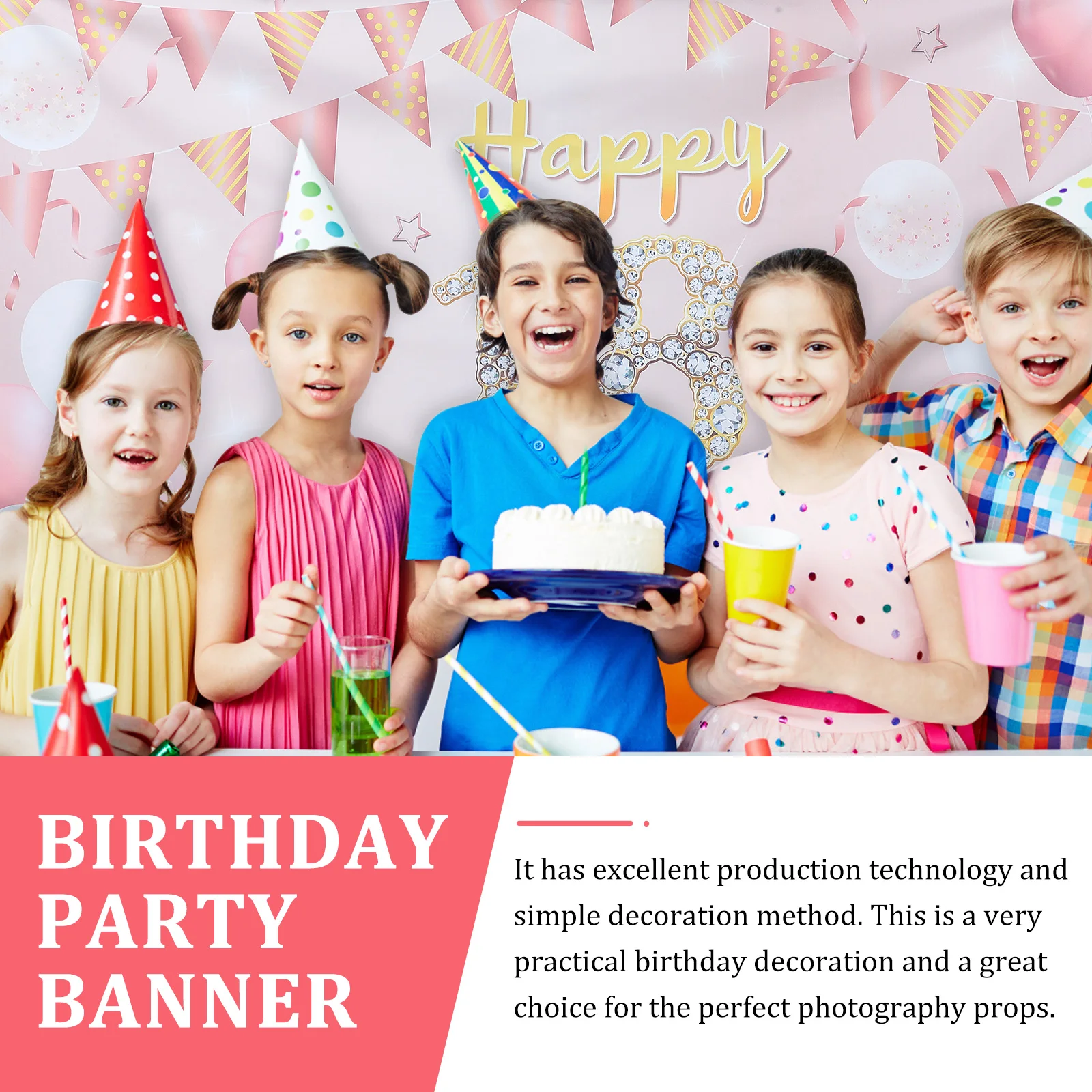 

1pcs 18Th Birthday Party Banner Large Size Birthday Backdrop Decor Party Supplies For Cake Background Photo Booth Decoration