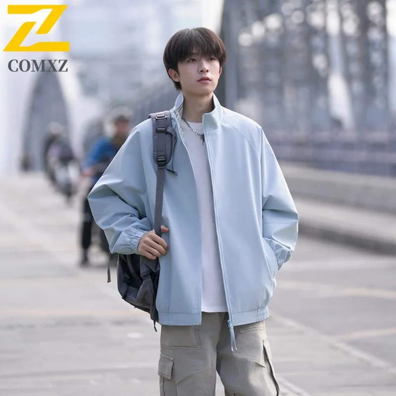 

COMXZ модная куртка-кардиган с воротником-стойкой, мужская ветрозащитная водонепроницаемая куртка, весенне-осеннее однослойное повседневное пальто