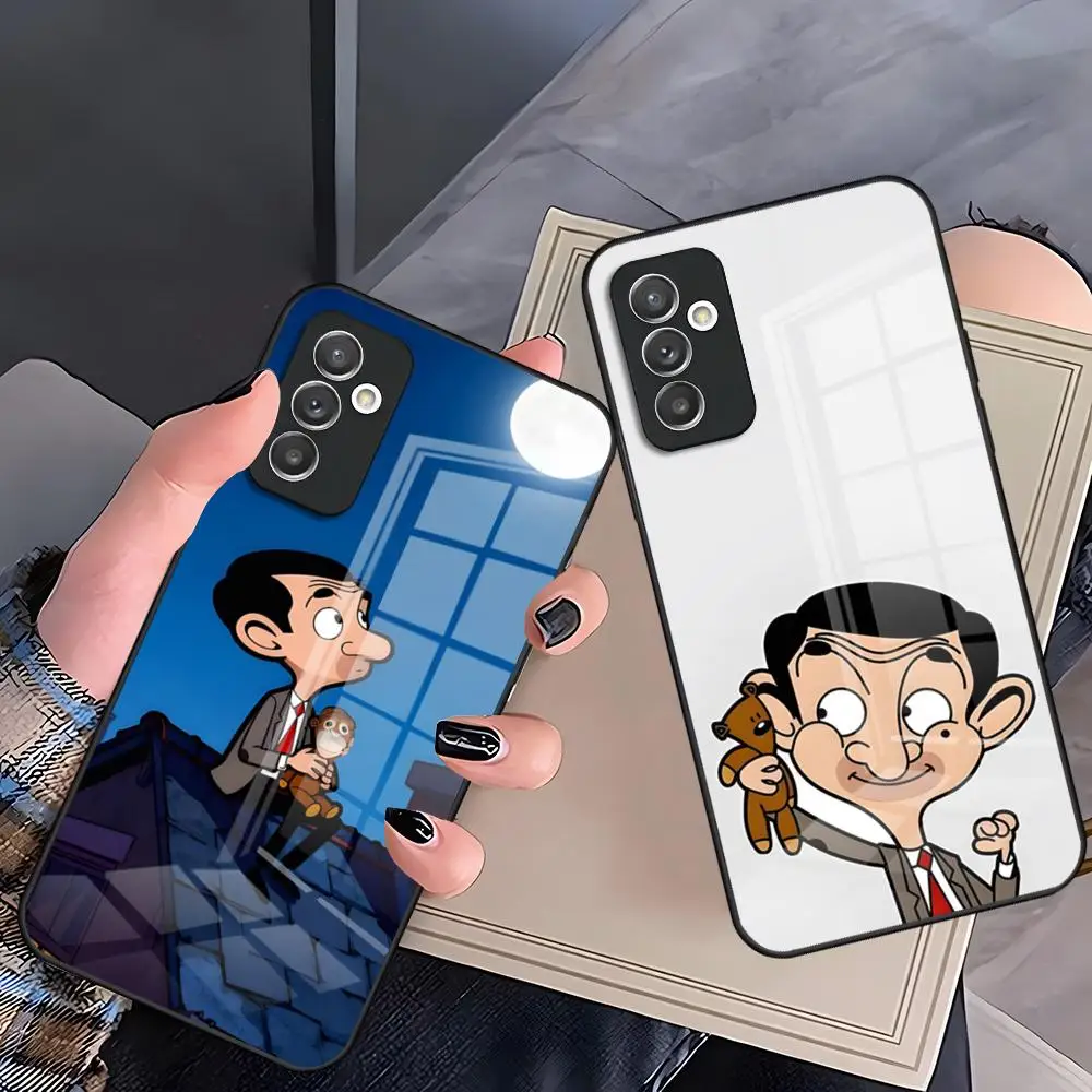 Mr Bean Cartoon Phone Case For Samsung A25 A13 A33 5G A54 A36 A35 A56 A52 A14 Shockproof Glass Cover