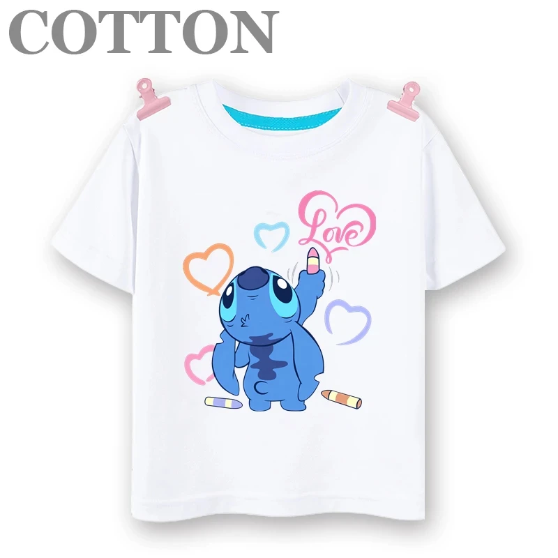 Disney animation cotton fashion summer multi-child cartoon casual T-shirt round neck short sleeve fashion print pattern