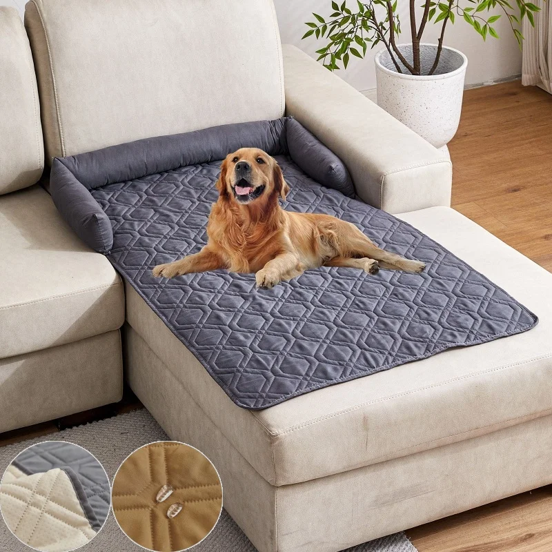 

Waterproof Dog Pad with Neck Pillow Sofa Bed Pet Blanket Mat Cat Dog Travel & Indoor Nest Anti-slip Couch Slipcover Dog Bed Mat