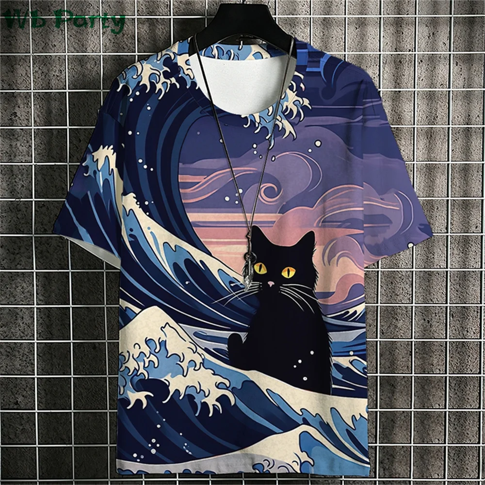 Ukiyo-E Graphic T shirts Summer Man Clothes O-Neck Man Short Sleeve T-shirt Casual Loose T-shirt Japanese Style Men's Shirts Top