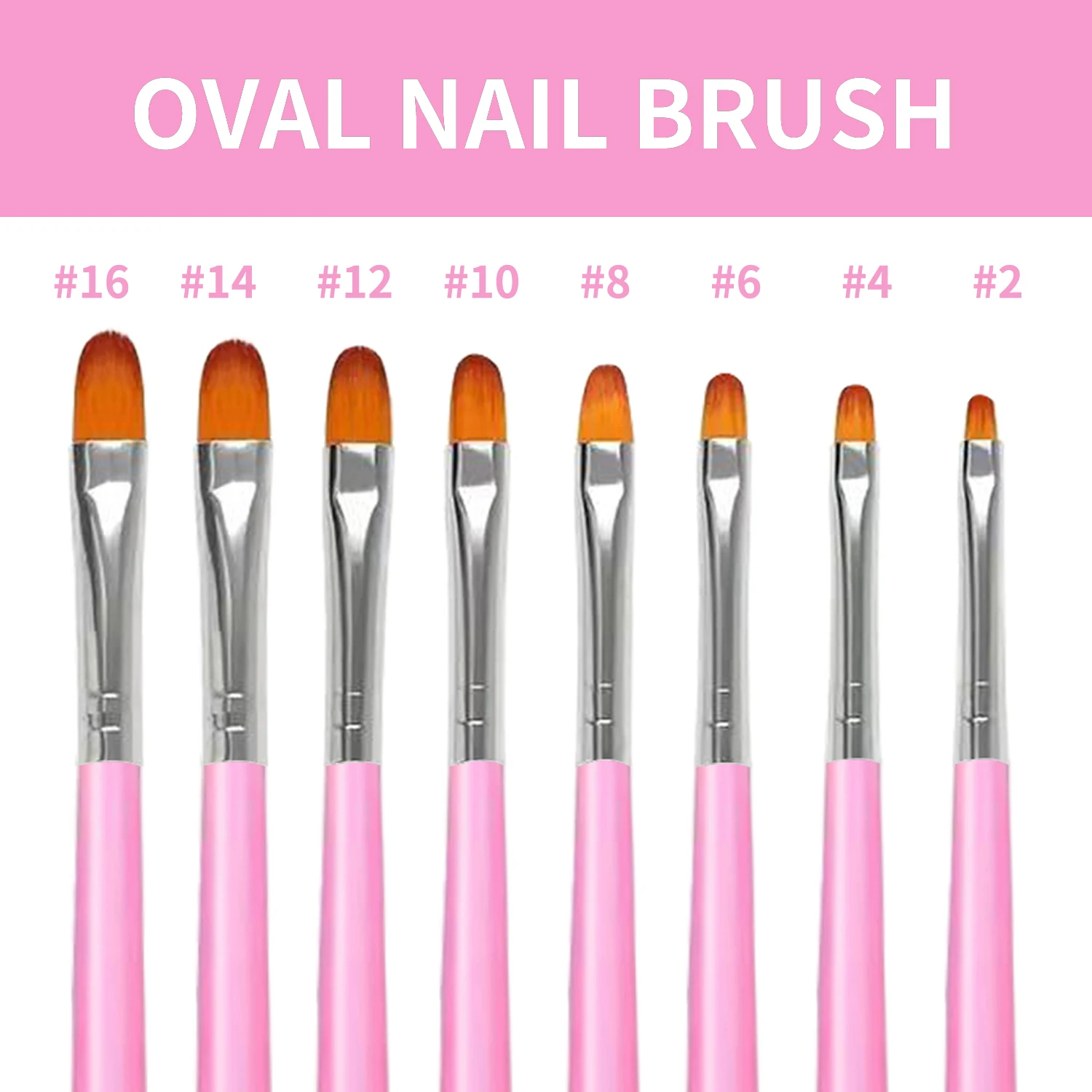 7/8 STKS Ovale Gel Nagelborstel Set - Acryl Beeldhouwen Tips Builder & Structuur Gel voor Salon Thuis DIY Manicure