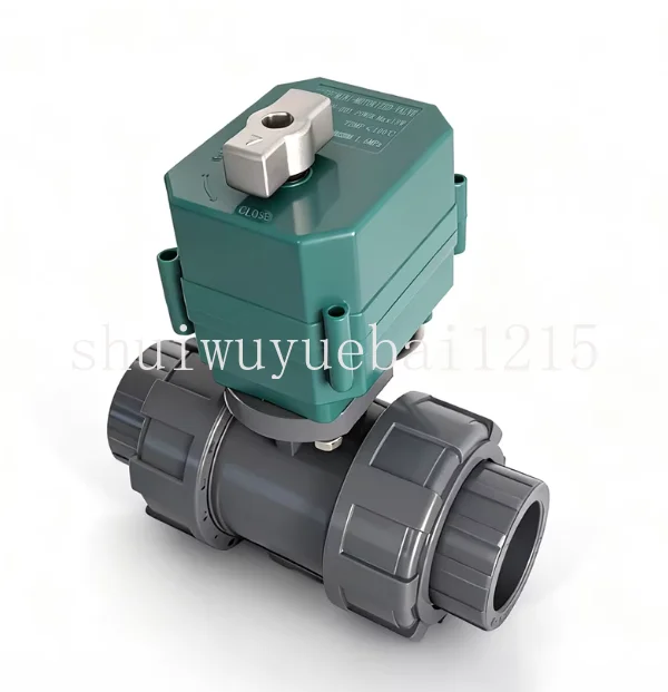 CTF001 DN40 Double Snap Joint PVC Acid and Alkali Corrosion Resistant Plastic Electric Ball Valve with Integrated Flashlight