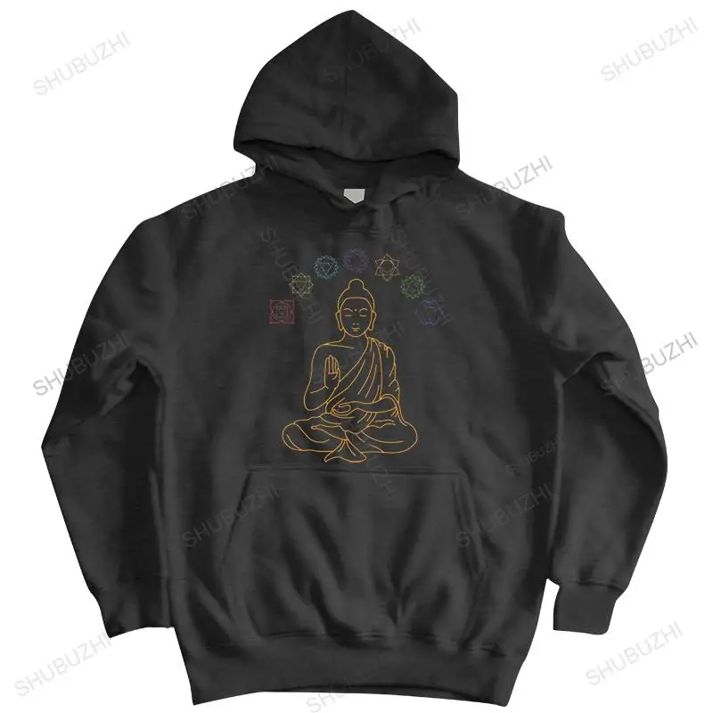 Seven Chakras Meditating Buddha jacket Men Pure Cotton Fashion hoody Buddhism Mandala casual printing sweatshirt Top Appare