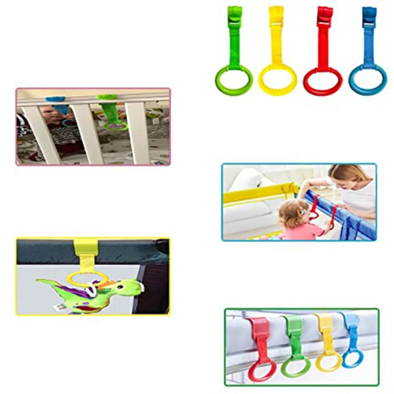 Baby Walking Assistant Pull Up Ring Safety Learning Stand Up Rings For Playpen Crib Hooks Bed Arm Exercise Gym For Toddlers