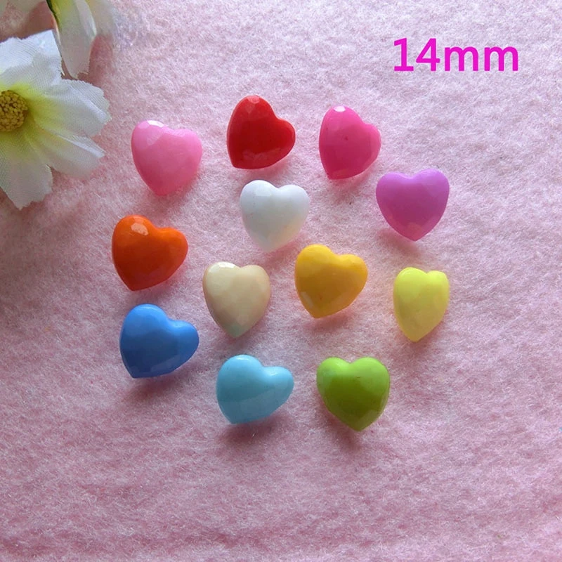 14mm Plastic Buttons Scrapbook Heart resin accessories craft supplies diy buttons for clothing sewing supplies vintage buttons