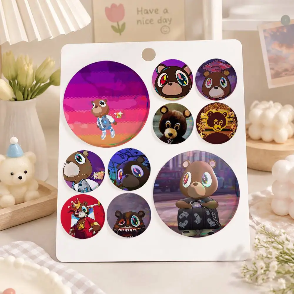 A-K-Kanye West Cartoon Round Brooches On Backpack Jacket Acrylic Button Pins Collection Gifts