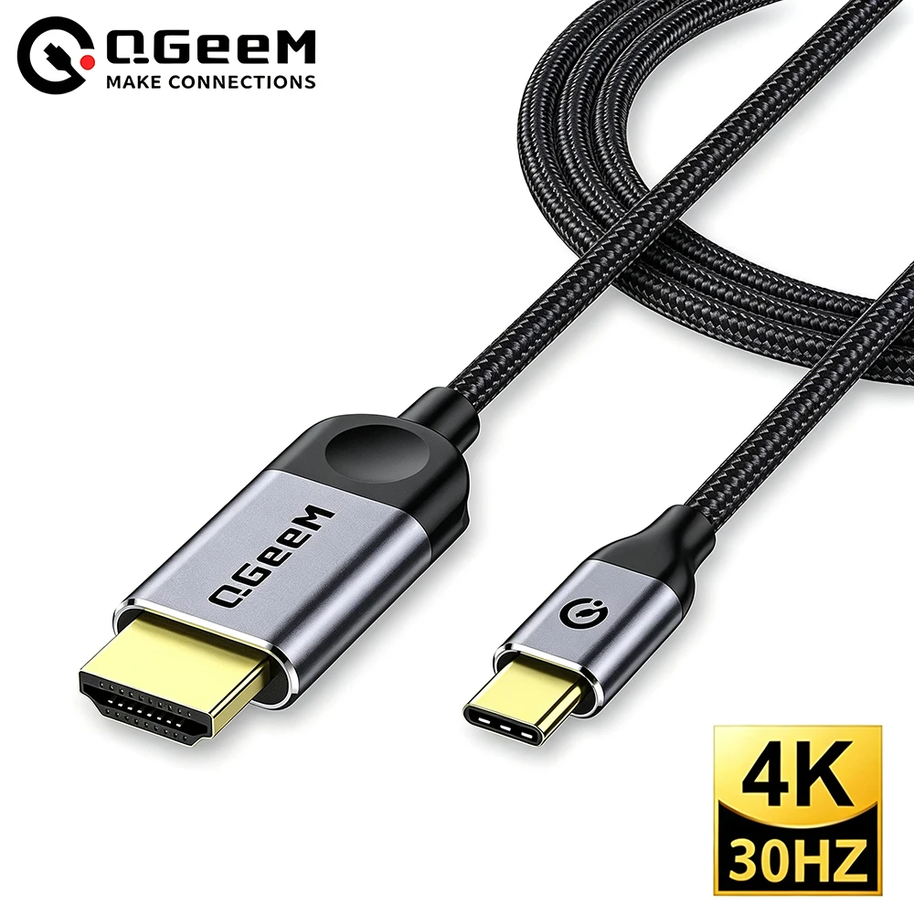 QGeeM USB C Câble HDMI 4K 60 Hz Type C Adaptateur HDMI Thunderbolt 3 Convertisseur USB C vers HDMI pour MacBook Huawei Mate 30 Pro Samsung USB 3.1 USB avec HDMI Type entrée avec HDMI HDMI Type-C HDMI USB-C HDMI vers US