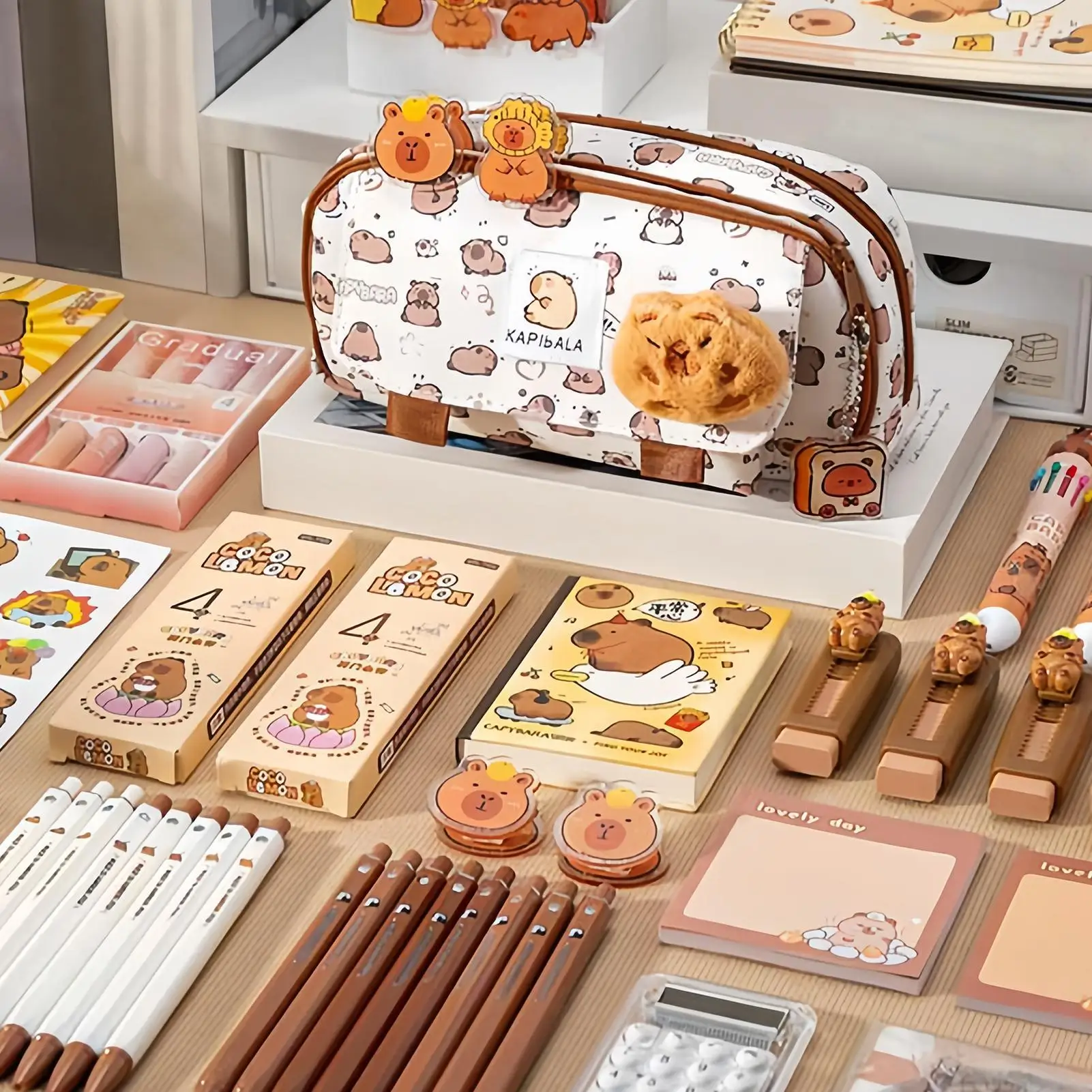 Капибара пенал большой емкости пенал широкий открывающийся рот держатель для канцелярских принадлежностей аксессуары чехол эстетическая сумка для