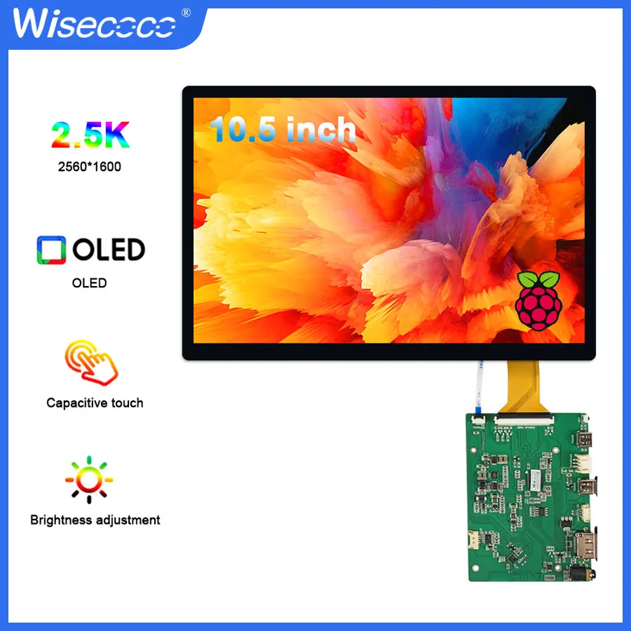 

Wisecoco OLED Display 10.5 inch 2560x1600 AMOLED IPS Screen Capacitive Touch Panel for Raspberry Pi Laptop PS4/5 Xbox 60hz 16:10