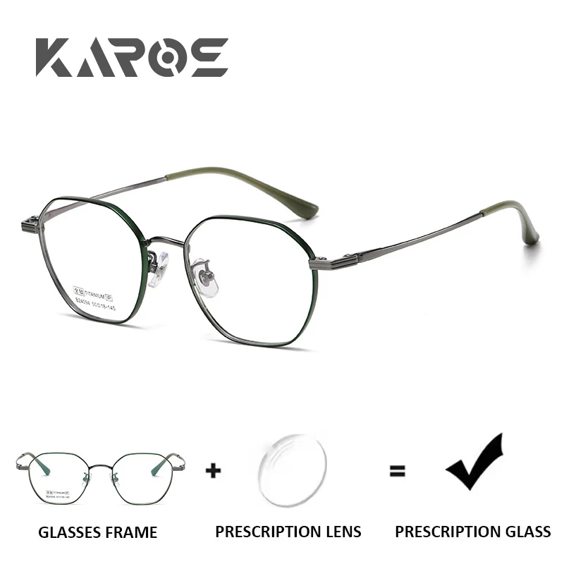 

KAROS Full Titanium Round Frame Custom Prescription Glasses with Anti Blue Light and Photochromic Lenses