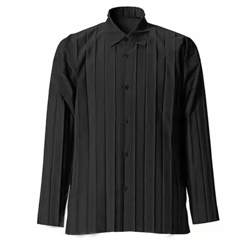 2025 คุณภาพสูง ISSEYS MIYAKES Minimalist จีบเสื้อ Draped Silhouette เสื้อแขนยาวผู้ชายฤดูใบไม้ผลิและฤดูร้อน