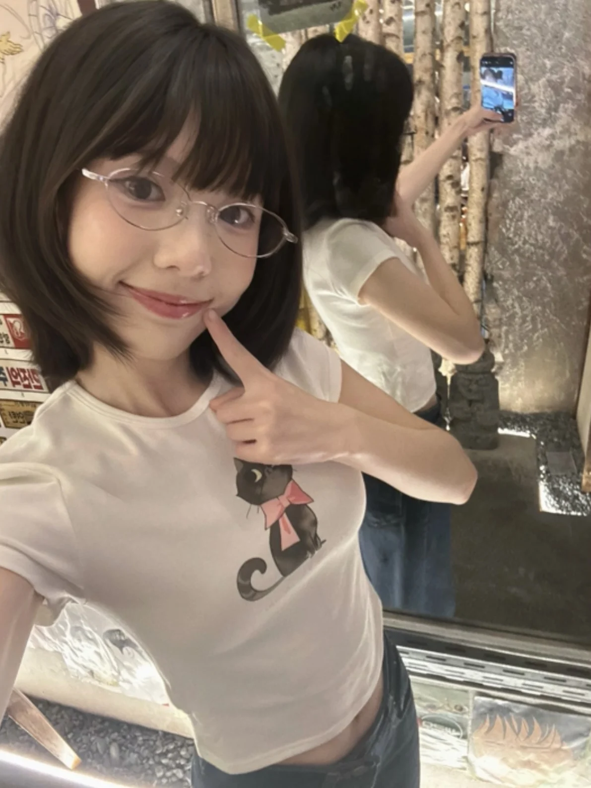Korean Style Chic Sweet And Spicy  Print T-Shirt Women's Summer Short Sleeve Slim Fit Weight Loss White Short Top