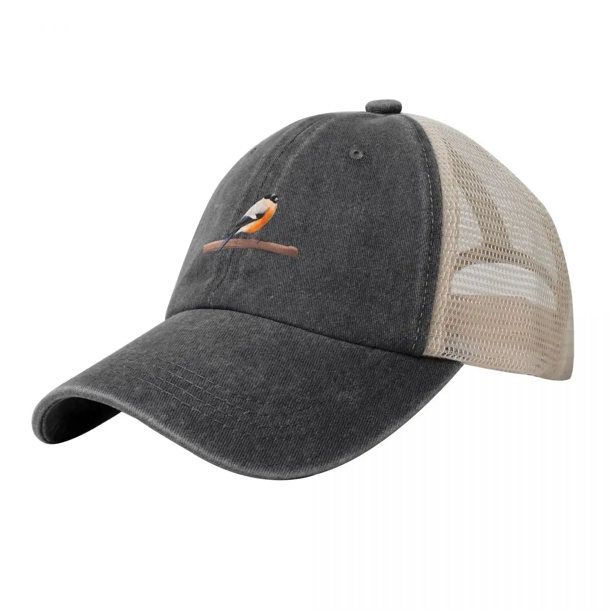 

Cute little Eurasian Bullfinch Cowboy Mesh Baseball Cap fashionable hard hat Streetwear Christmas Hat Women Men's