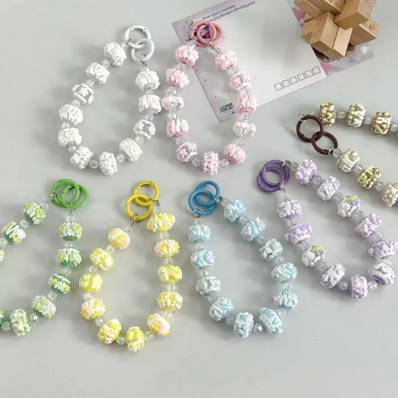 

New Hand-painted Beaded Mobile Phone Chain Cartoon Keychain Mobile Phone Anti-lost Chain Bag Pendant Cute Mobile Phone Lanyard