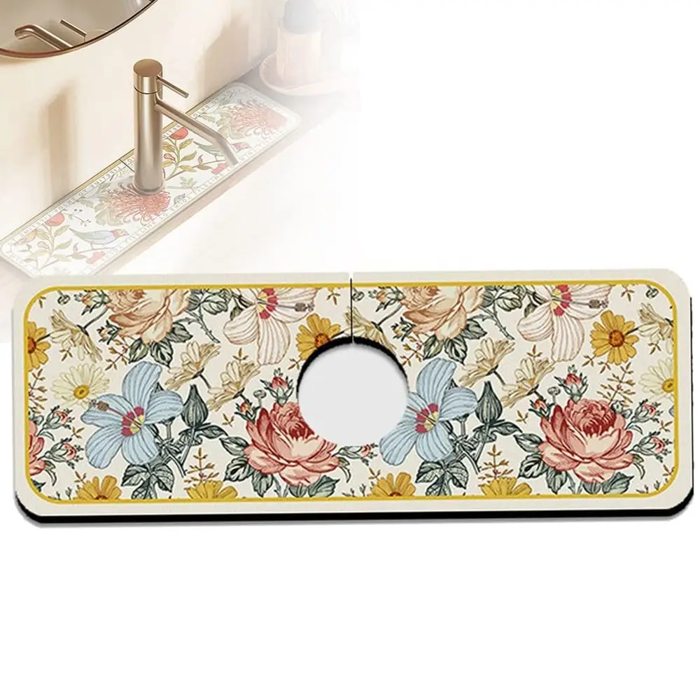 

Fantasy Style Faucet Draining Mat Non-Slip Drain Pad Sink Mats For Kitchen Counter Bathroom Sink Splash Guard