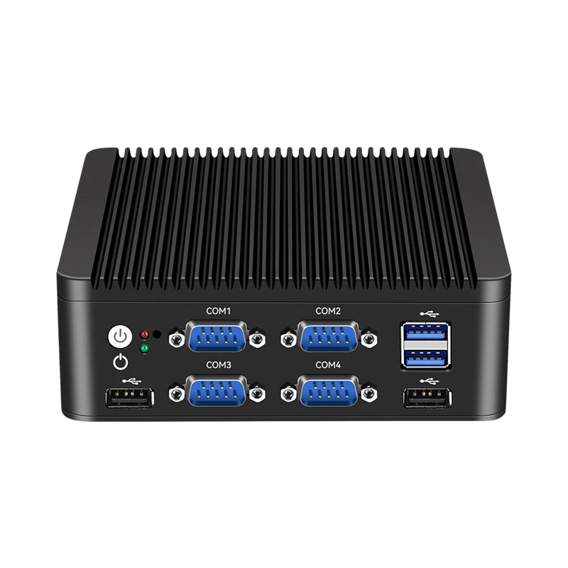 Helorpc Fanless Industrial Dual LAN 6 COM Mini PC Inter Celeron J4125 8G DDR4 Support Win10/11 Linux Pfsense Firewall Computer