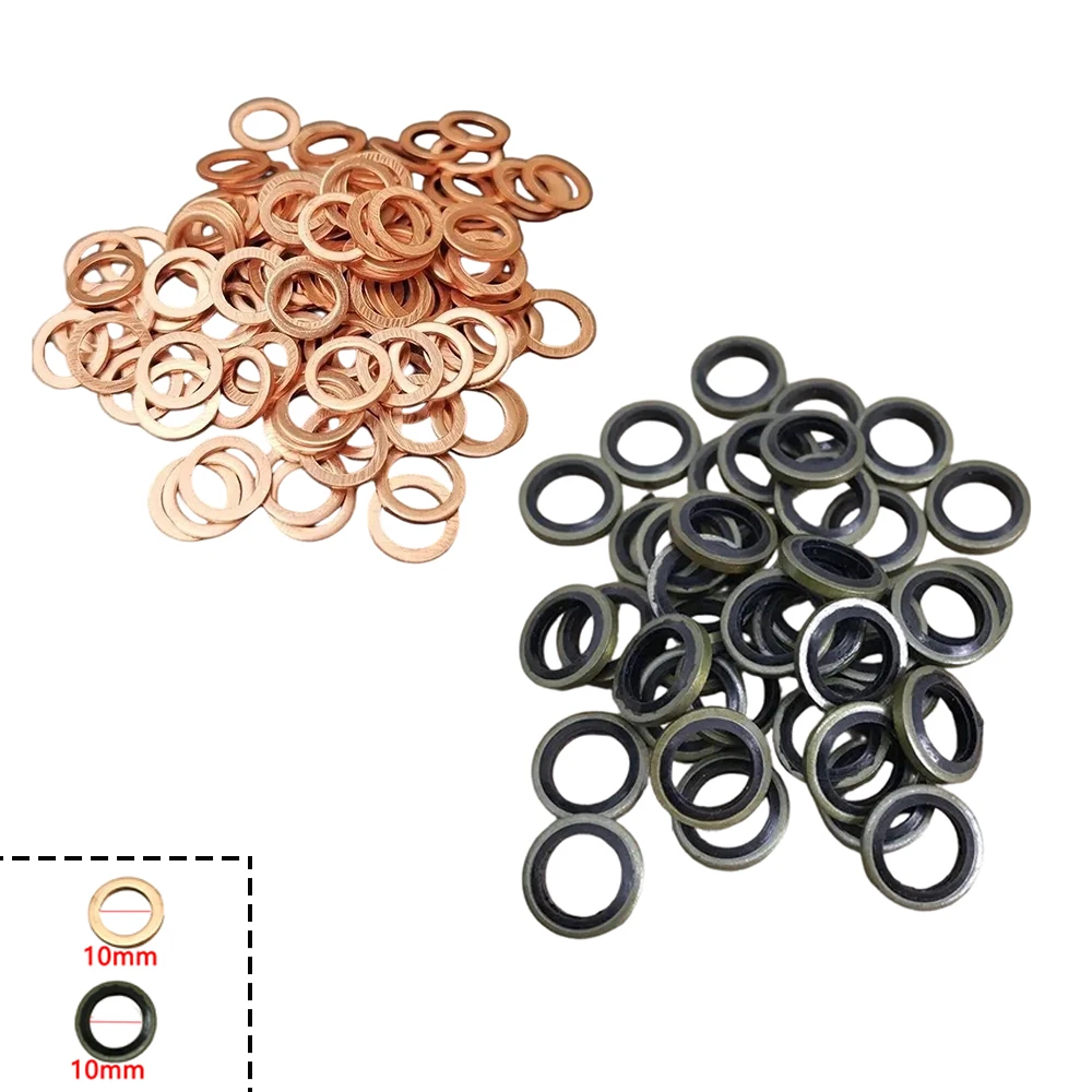 M10 Copper Sealing Washer Motorcycle Brake Hydraulic Oil Pipe Fitting Screw Gasket Master Cylinder ABS Pump Oil Drain Plug