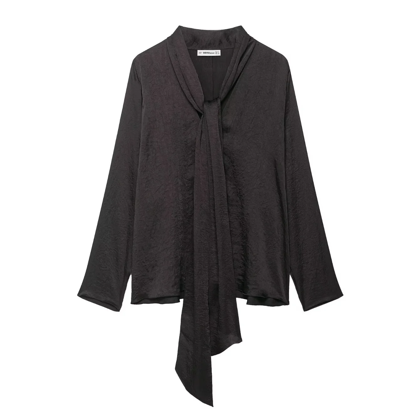 

2025Elegant And Unique Blouse Women's Clothing Fashion Versatile Solid Color Bow Decoration Round Neck Long Sleeved Shirt