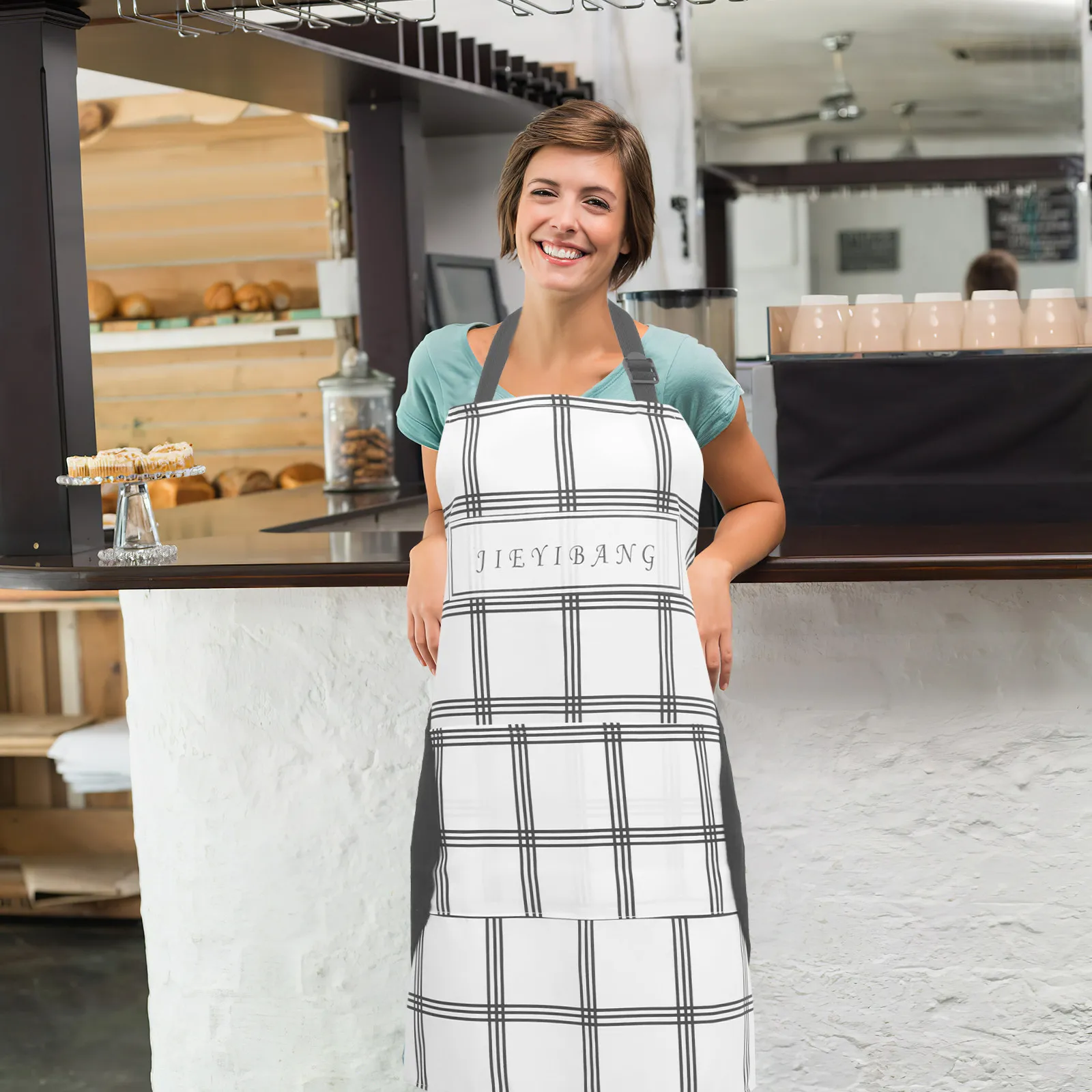 

Тканевый фартук для поваров и пекарей, унисекс, регулируемый, в клетку, с ремнем безопасности